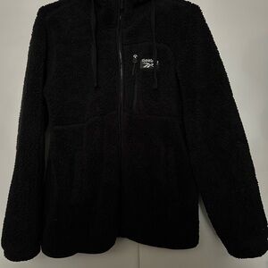 Lightweight fluffy black Reebok zipper hoodie